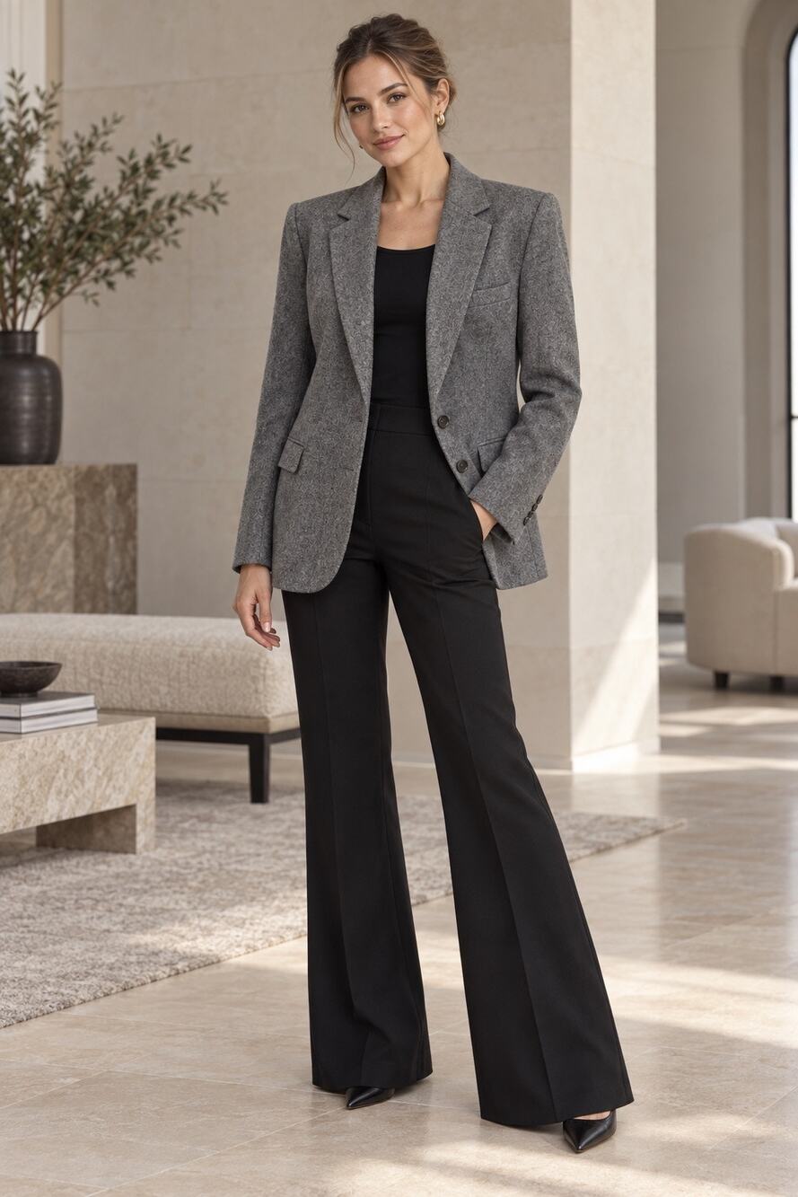 Corporate Woman for Baskin Gray 100% Pure Wool Blazer Jacket Made in USA